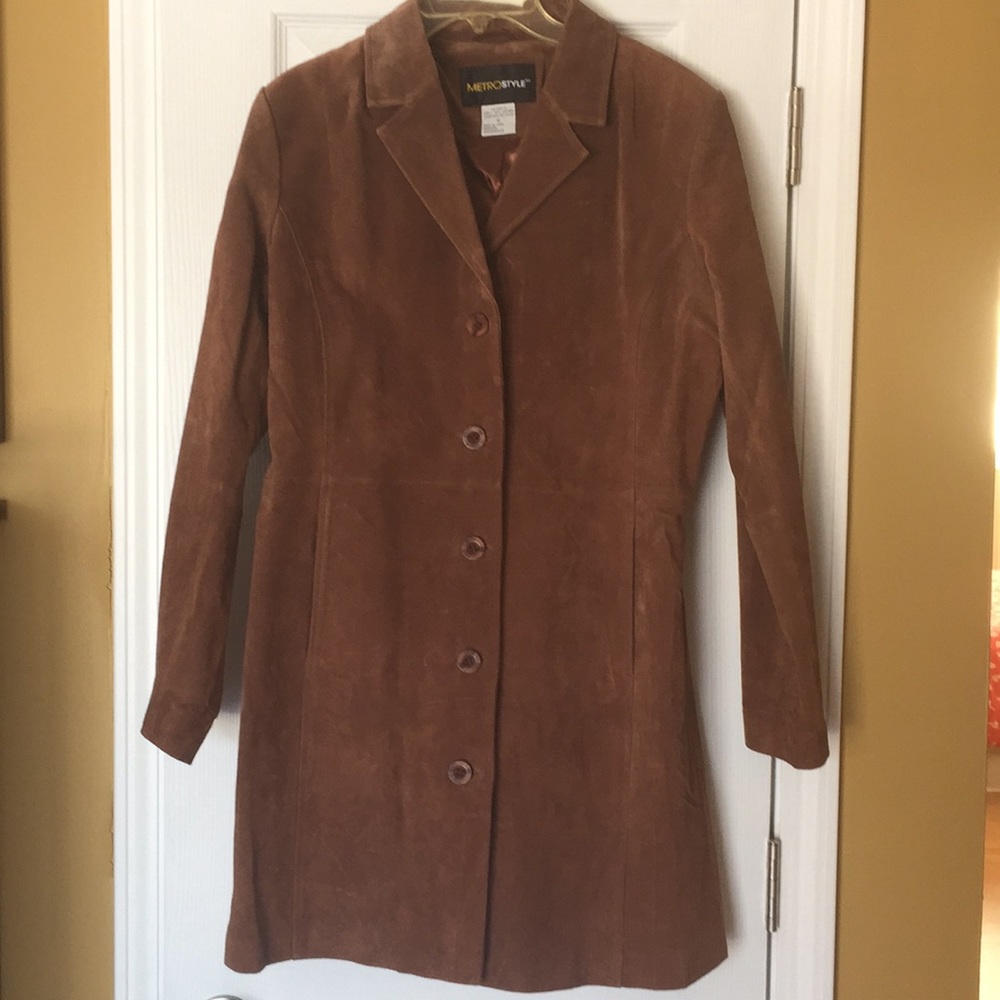 NWOT MetroStyle Suede Trench Coat